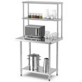 thumbnail image 1 of Costway Table en Acier Inoxydable avec Tablettes 36 Pouces X 24 Pouces Table de Travail avec Tablette 36 Pouces X 12 Pouces, 1 of 10