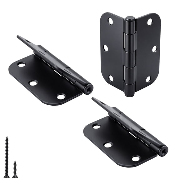 WellMade 3.5 in. x 3.5 in. Door Hinge, Matte Black Steel Interior Hinge with 5/8 in. Radius and Damping, with Screws, 3 pack
