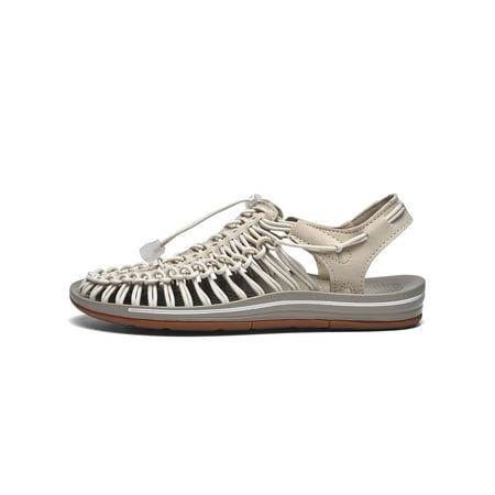 

Rockomi Womens Beach Sandal Drawstring Walking Shoe Braided Sandals Unisex Elastic Lightweight Casual Shoes Adjustable Closed Toe Beige 9.5