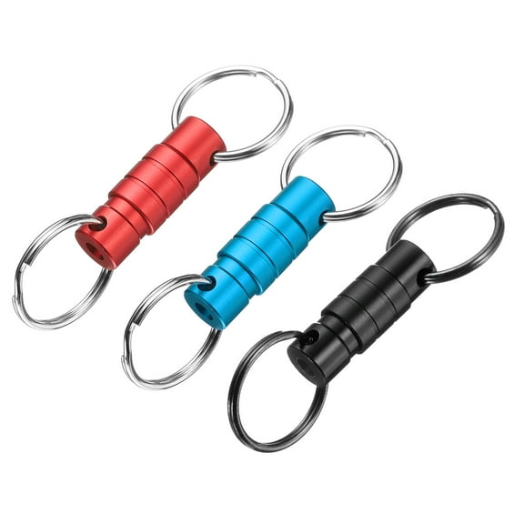 Uxcell Quick Release Keychain, Detachable Pull Apart Key Rings Clip Spring Split Snap Separate Keychains Lock Holder for Car Purse Bag Belt Wine Red Blue