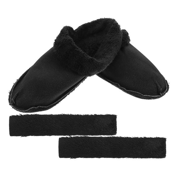 GAXIRE 2Pairs Black Washable Plush Liner for Clogs Removable Thick Cotton Winter Shoe Insoles