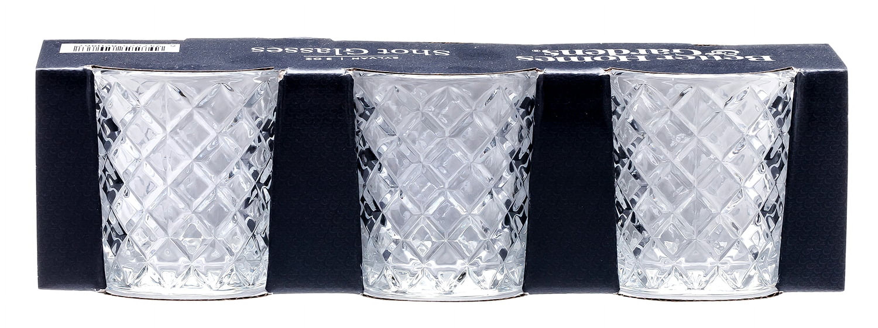 (3 pack) Better Homes & Gardens Clear Diamond-Cut Glass Shot Glass, 6 Pack
