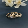 thumbnail image 3 of Bluebelljewels His & Her Trio Ring Set Round Cut Cubic Zirconia 14K Yellow Gold Finish Silver For Wedding, 3 of 6