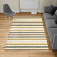 thumbnail image 1 of Striped Turkish Area Rug, Geometric Colorful Tone Brush Style Lines Grunge Retro Digital Print, Soft Carpet for Living Room Decor with Distressed Look, 6.6' X 9.6', Pale Coffee, by Ambesonne, 1 of 4