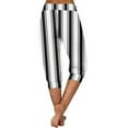 thumbnail image 6 of XuJwPNcy Womens Capri Pants Casual Summer Stripe Print Elastic Waist Capris Soft Active Stretch Cinch Bottom Pants, 6 of 6