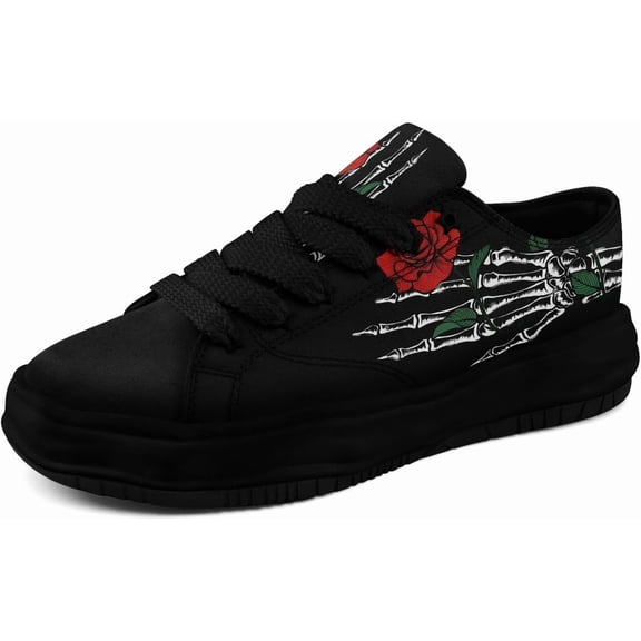 Men's Gothic Skull Fashion Sneakers Casual Skateboarding Canvas Shoes for Women Streetwear Trendy Comfort Walking Shoes