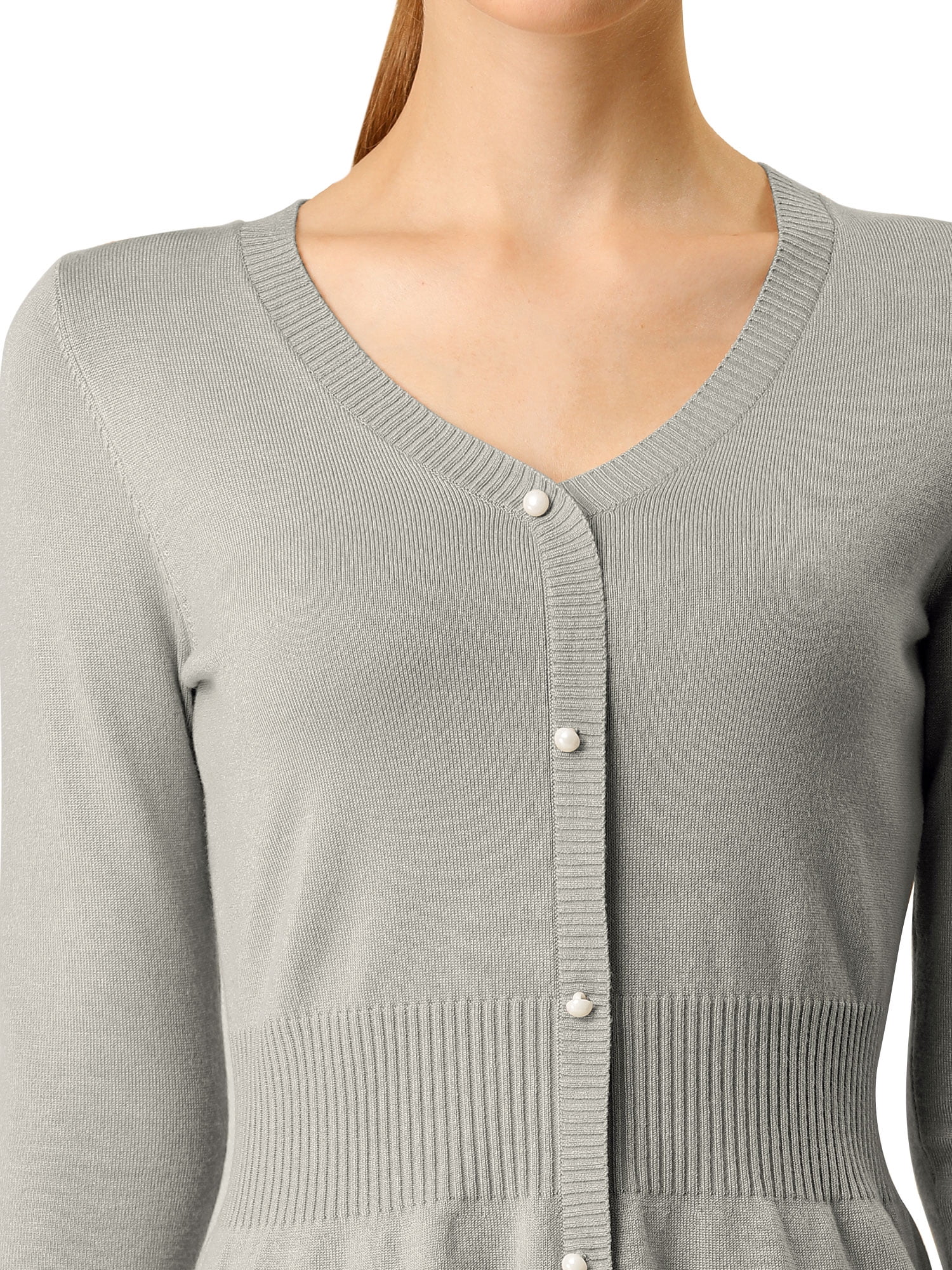 DARING DIVA Women's Peplum Top Smocked Long Sleeve Knit Sweater XS Grey