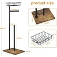 thumbnail image 2 of Freestanding Black Toilet Paper Holder Stand with Wood Base and Basket, 2 of 7