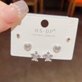 thumbnail image 1 of Pendientes cortos con microincrustaciones de circonitas y aguja de plata S925, pendientes de pelo corto, pendientes elegantes japoneses y coreanos de tres piezas, sencillos y combinables para mujer, 1 of 6