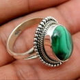 thumbnail image 2 of Green Malachite Inlaid Metal Ring Unisex Fashion Jewelry, 2 of 5