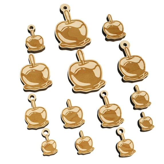 Caramel Candy Apple Wood Mini Charms Shapes DIY Craft Jewelry - No Hole - 18mm (17pcs)