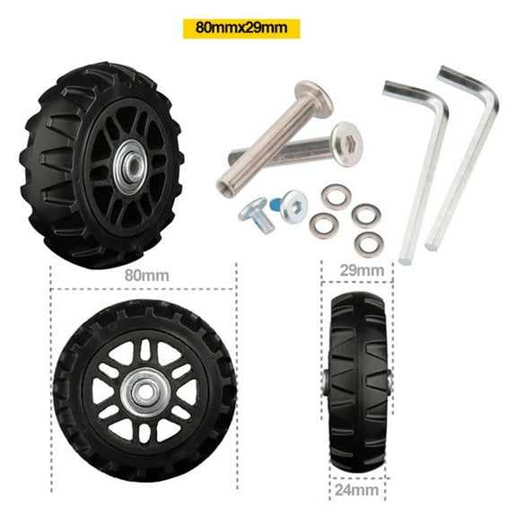 PASILI 2Pcs Luggage Suitcase Wheels 77/80/97X26/29/34Mm Trolley Case Plastic Wheel Suitcase Caster Replacement Accessories