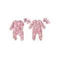 thumbnail image 2 of Loicainy Newborn Baby Girls Footies Romper 3 6 12 Months Long Sleeve Crew Neck Frills Zipped Floral Jumpsuit and Headband Fall Spring Clothes, 2 of 9