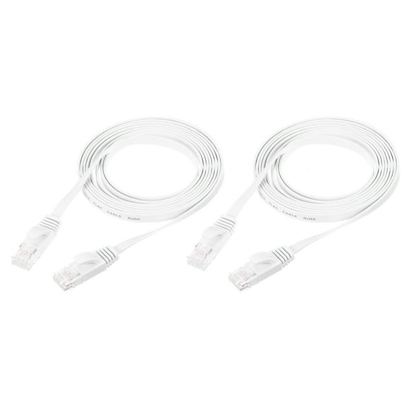 Cat 6 Ethernet Cable 6.6ft, 32AWG 250MHz Flat High Speed RJ45 Cat6 Internet Network Patch Cord , White