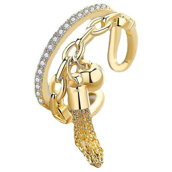 Open Dainty Rings -Gold Plated Cubic Zirconia Circle Rings Jewelry Accessory Gifts for Women