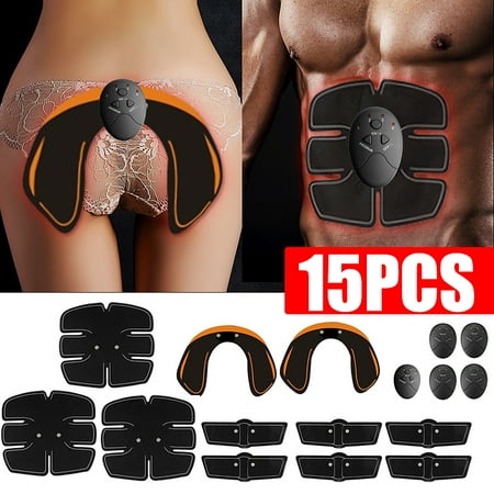 Grtsunsea 15Pcs/Set ABS Stimulator, EMS Buttocks Lifter Abdominal Muscle Trainer Smart Full Body Building Fitness For Hip/Abdomen/Arm/Leg Training Home