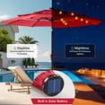 thumbnail image 3 of Gianna 10 FT 3-Layer Solar Patio Umbrella, 32 LED Lights Market Umbrella with Adjustable Tilt, 8-Rib Outdoor Sunshade for Backyard, Deck and Poolside，Red, 3 of 7