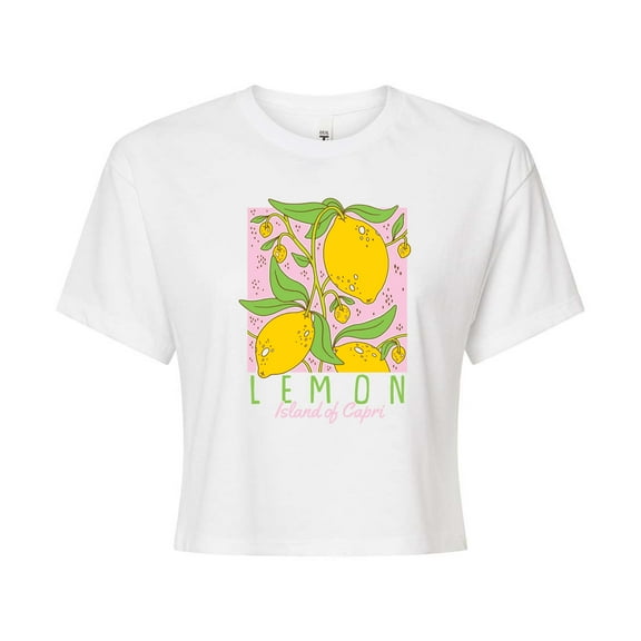 Instant Message - Lemon Island Of Capri - Juniors Cropped Graphic T-Shirt