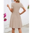 thumbnail image 4 of Merokeety Womens Summer Work Dresses Asymmetrical Casual Mini Dresses Khaki xl, 4 of 5