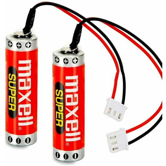 PROTOW 2PCS ER6C AA PLC Battery 1800mah 3.6V Original MAXELL Replacement for FX F2-40BL FX1N PLC with Plug, ER6C AA/F2-40BL, 14*50mm