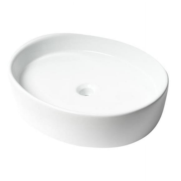 ALFI Brand ABC911 22 in. Ovale au-Dessus de Monter Évier en Céramique&44; Blanc