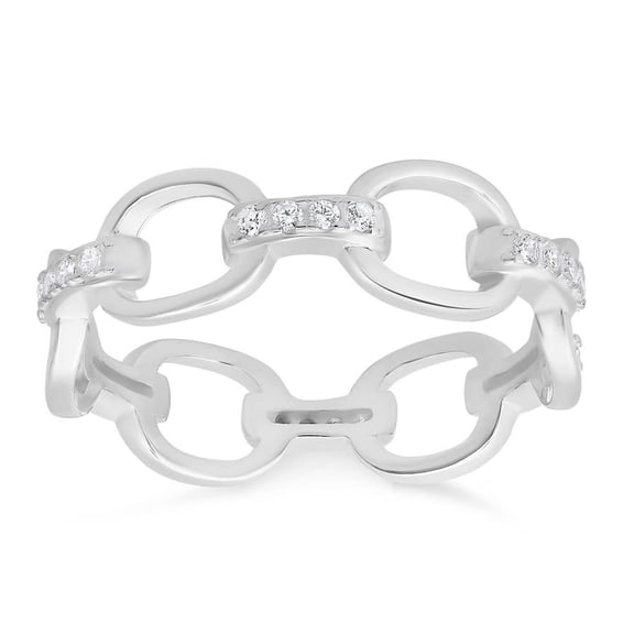 Kylie Harper Sterling Silver CZ Paper Clip Band Ring