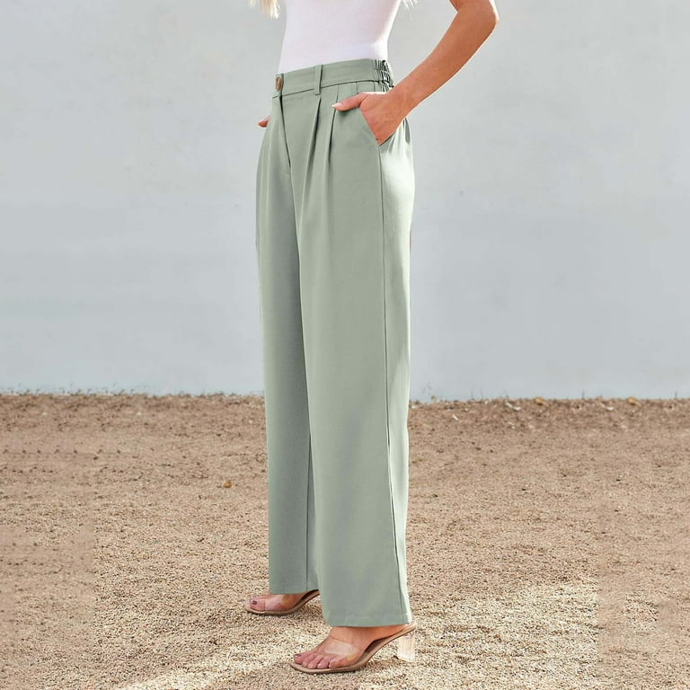 LE’RURE Flourish wide pants dress Deep Pine High Rise Wide Leg Ankle Length Pants | Lime Lush