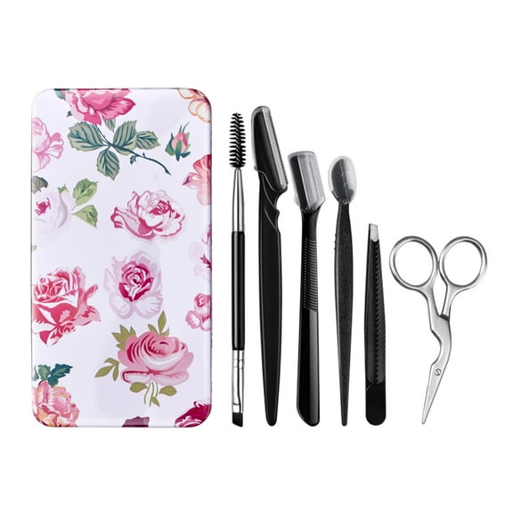 FITDON Eyebrow Grooming Set, Professional Brow Grooming Kits with Tweezers & Scissors & Razors & Brush