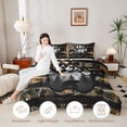 thumbnail image 3 of Castle Fairy Vintage Camo Flag Bear Paw Queen Comforter Set 3 Pieces,Misty Forest Star Comforter Sets Queen,Green Black Red,Black Reversible,1 Comforter and 2 Pillowcases, 3 of 6