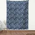 thumbnail image 3 of Ambesonne Navy Fabric by the Yard Upholstery, Tangled Ocean Marine Theme, 2 Yards, Navy Blue and White, 3 of 4