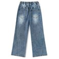 thumbnail image 2 of KIDSCOOL SPACE Toddler & Big Girls Jeans, 18M-13T Simple Desgin Ribbed Waist Stretch Denim Pants,Light Blue,3-4 Years, 2 of 6