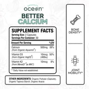 Organics Ocean Better Calcium Supplement – Red Algae Calcium with Vitamin D3 & K2 – 60 Capsules – Bone & Joint Support