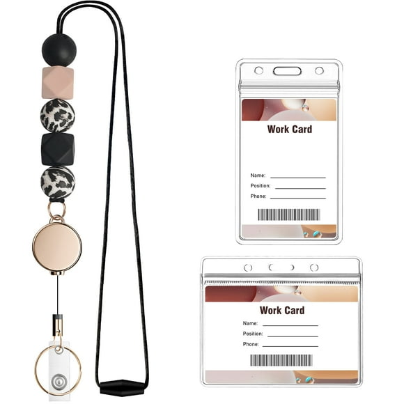 [Retractable Cruise Lanyard For Id Badges And Keys With Badge Holders Kaptron Cute Teacher Silicone Beaded For Women Nurses Office School With 2 Waterproof Card Holders