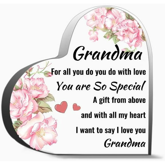 Acrylic Grandma Birthday Gift Floral Themed Heart Shape Birthday Christmas Gifts For Grandma Inspira Decor Acrylic Heart Gifts Sign Office Art Decorations