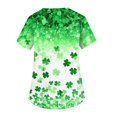 thumbnail image 2 of Womens Print Scrub Tops Irish Shamrock Printed V-Neck Breathable Workwear Shirt Short Sleeve Professionals Soft Stretch St. Patrick's Day Scrub Tops with Pockets (Green), 2 of 3