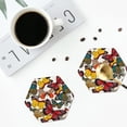 thumbnail image 4 of Yiaed Retro Floral Butterfly Print Leather Coasters for Drinks - Cup Coasters Coffee Table Kitchen Table Bar, Home & Office Gifts Handmade Drink Coasters-Hexagon, 4 of 6