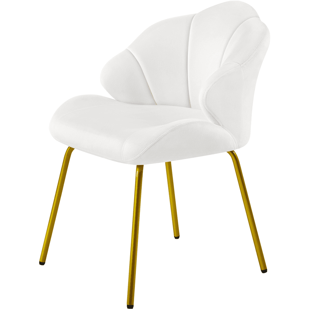 Renwick Modern Velvet Accent Chair with Golden Metal Legs for Living Room, White