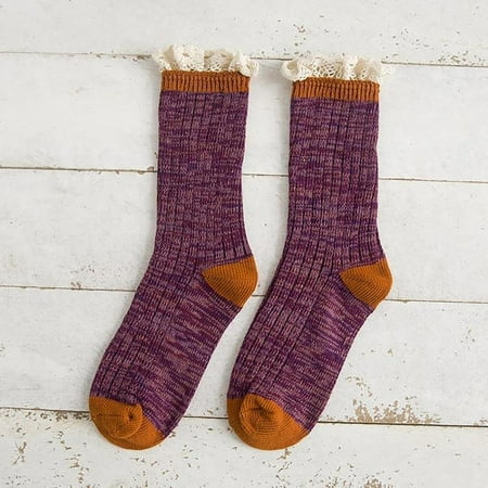 

Vivianyo HD Socks for Women Winter Women Socks Middle Tube forestry Mori Lace Stocking Flash Picks