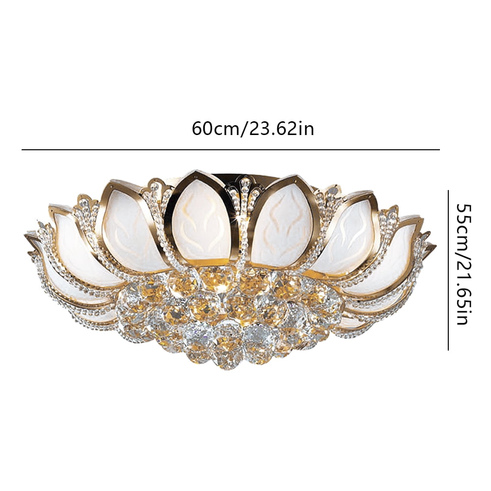 Wildnix Elegant Ceiling Lights with Crystal Leaves and Gold Finish, Powerful Lighting, Easy to Install, Ideal for Living Rooms and Bedrooms