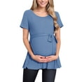 thumbnail image 4 of Short Sleeve Maternity Clothes for Women Tie Front Maternity Tops Pregnancy Shirts, 4 of 6