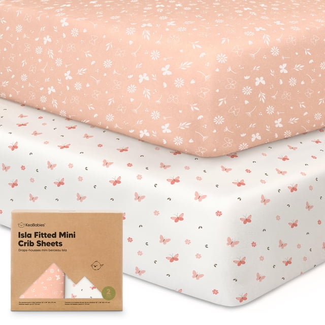 Pack and Play Sheets KeaBabies Isla, paquete de 2 unidades, ajustables, 38 x 26 cm