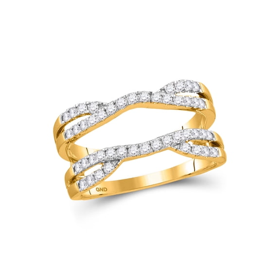 14kt Yellow Gold Womens Round Diamond Wedding Solitaire Enhancer Wedding Band 1/2 Cttw