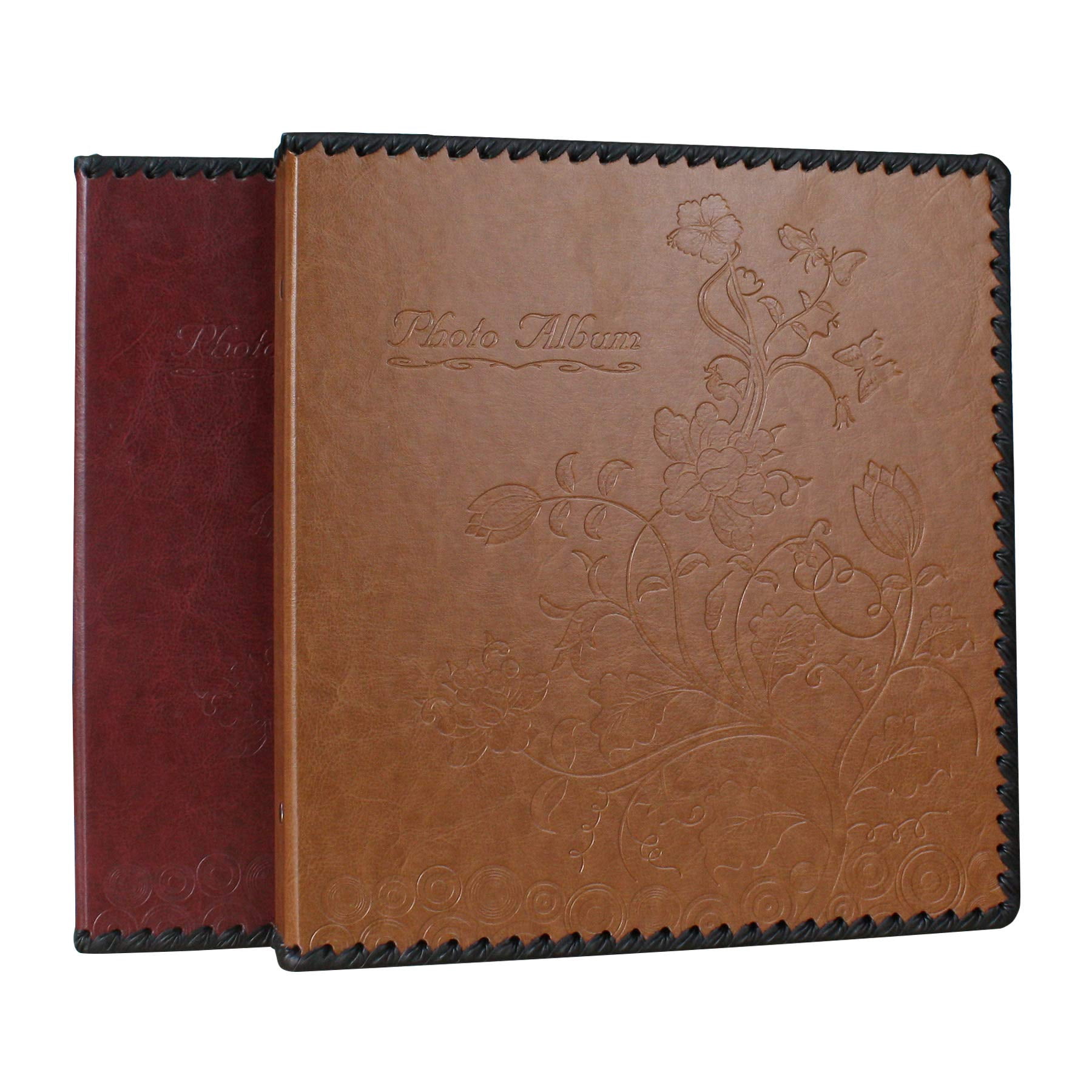 Photo Album Book  Family Self Adhesive Scrapbook Leather Cover Holds 3x5 4x6 5x7 6x8 8x10 Photos (brown)