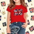 thumbnail image 2 of AUNVITO Kids British Flag Print Casual Loose Fit T-Shirt Short Sleeve Crew Neck Graphic Tee, 2 of 4
