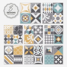 Smart Tiles Peel and Stick Backsplash, 5 Adhesive Tiles, Vintage Multicolored, 9"x9"