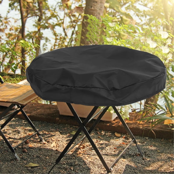 ETEREAUTY Round Gas Fire Pit Cover, 1 Piece Black Oxford Fabric Protective Outdoor Barbecue Accessory