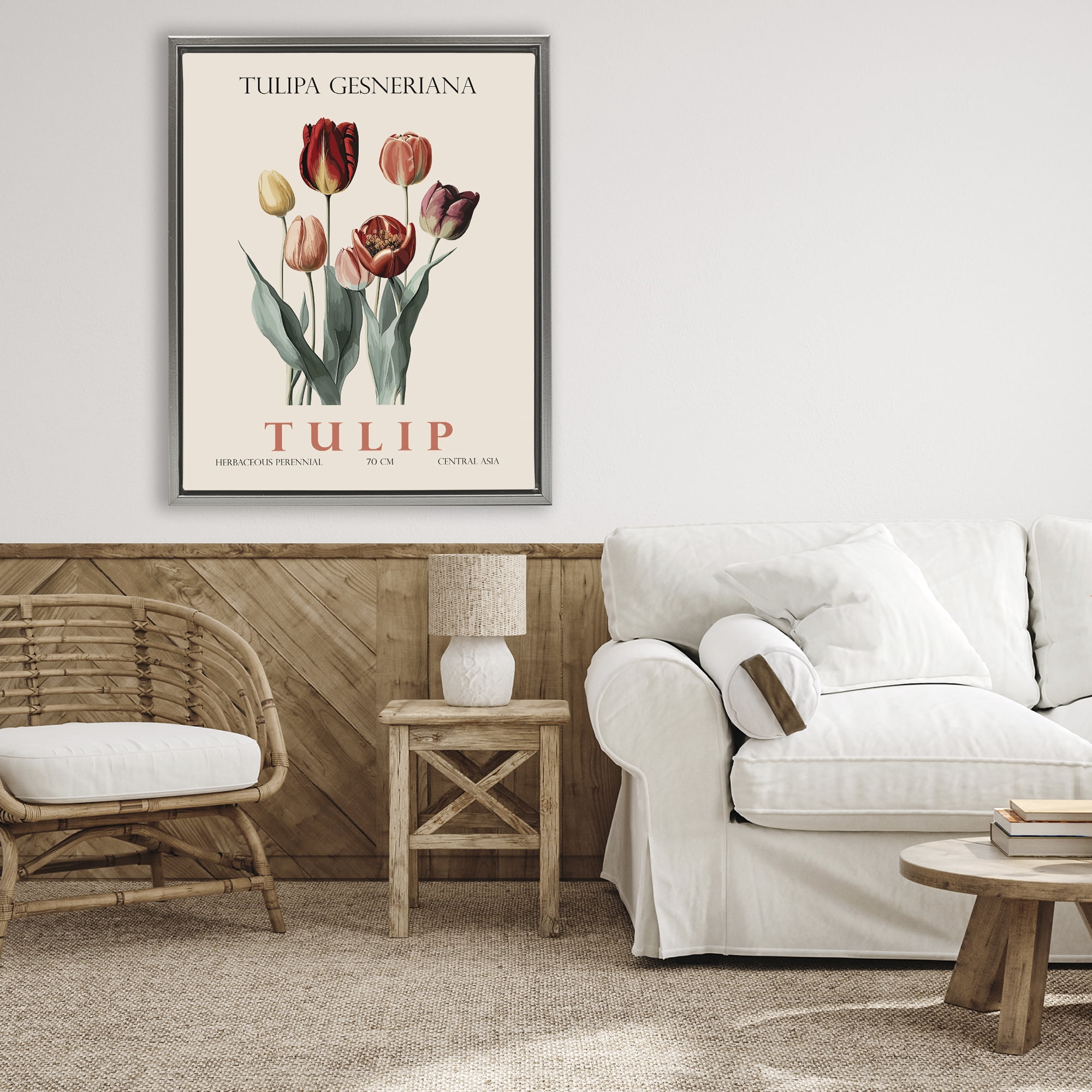 Stupell Industries Natural Tulip Bundle Gray Framed Floater Canvas Wall Art, design by Christopher Giampietro