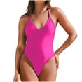 thumbnail image 2 of Swimwear for Women One Piece Oversized Sleeveless Bathing Suit Neck Hanging V-neck Solid Color Swimsuit Bikini, 2 of 5