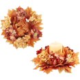 thumbnail image 1 of GGB-2 anillos de vela decorativos de otoño, anillos de vela, coronas, mini hojas artificiales de otoño, coronas de velas, candelabro, anillos de vela decorativos de Halloween para mesa de fiesta de, 1 of 7