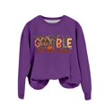 thumbnail image 1 of WEAIXIMIUNG Sweat-Shirt Blanc pour Femmes Mignon Dinde Imprimé Action de Grâce Col Rond Sweat-Shirt Ajusté Pull Décontracté Manches Longues Chemises d'Entraînement Amples Blouse Décontractée Manches Longues, 1 of 5